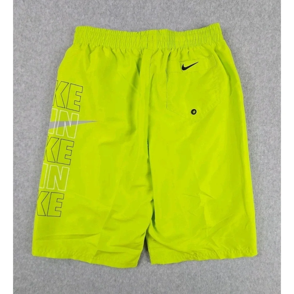 Nike Swim Boys Size Small Swimming Trunks Shorts Green Logo Bathing Suit NEW